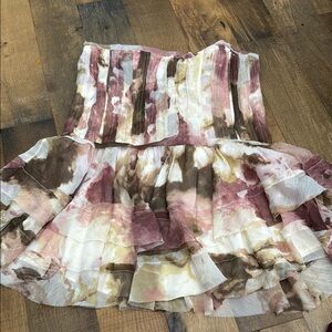 ASOS Floral Strapless Blouse in Pink and Cream